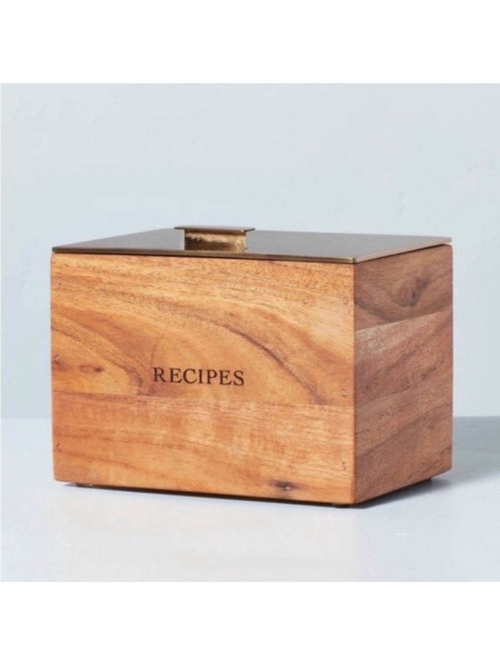 Hearth & Hand with Magnolia Wood Recipe Box with Metal Lid